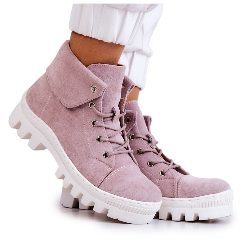 S.Barski Semišové boty zavázané Světle fialové Dalles fialový