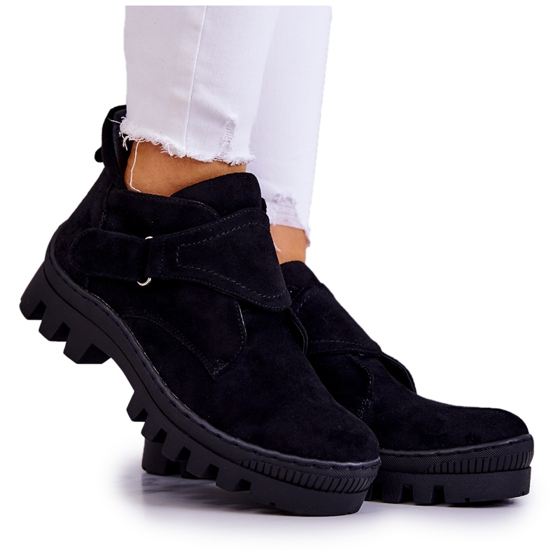 S.Barski Remgate Black Suede Trappers se zipem černá