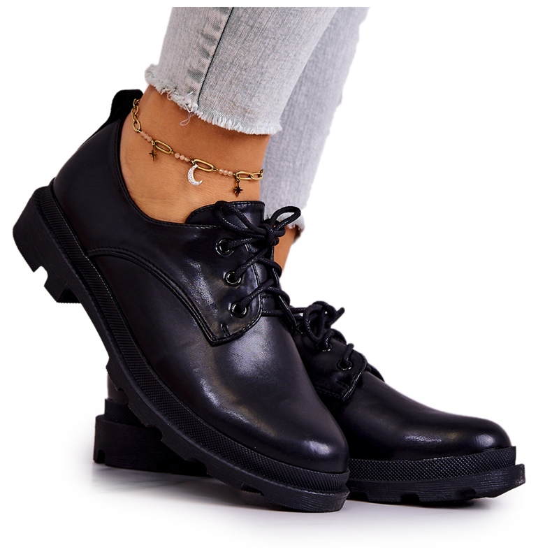 S.Barski Dámské klasické boty Oxford Black Colton černá