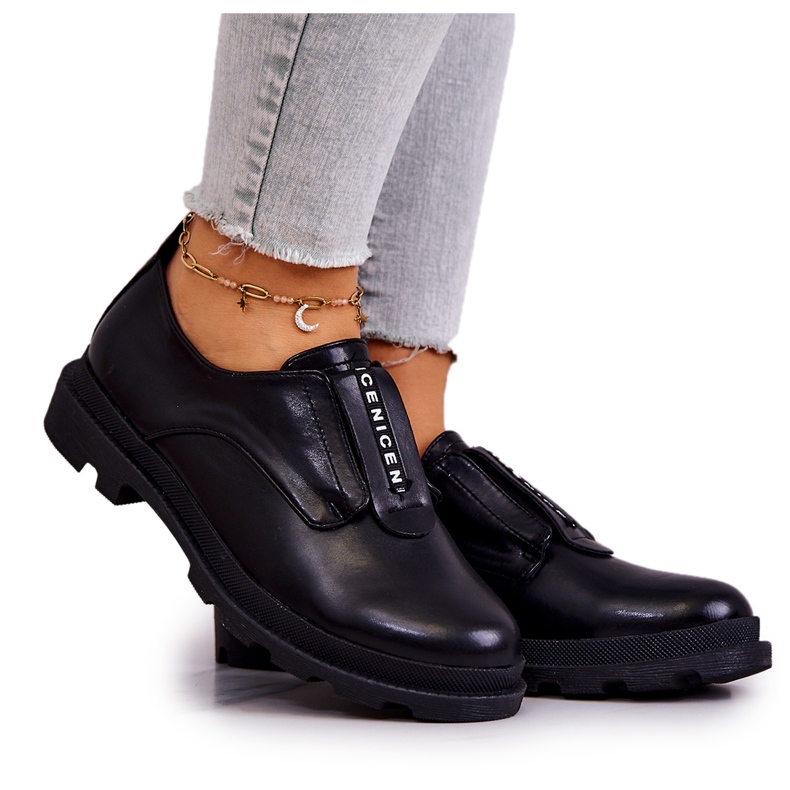 S.Barski Dámské kožené nazouváky černé Kirstee černá