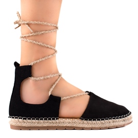 Lucky Shoes Svázané černé espadrilky černý