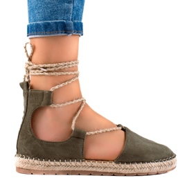 Lucky Shoes Vázané zelené espadrilky zelený