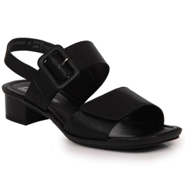 Kožené sandály na špalku Rieker W 62663-01 černé černý