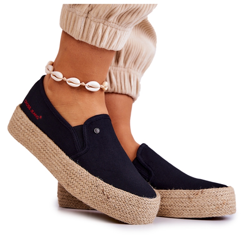 Dámské espadrilky na platformě Cross Jeans JJ2R4015C černé černá Dámské espadrilky na platformě Cross Jeans JJ2R4015C černé černá