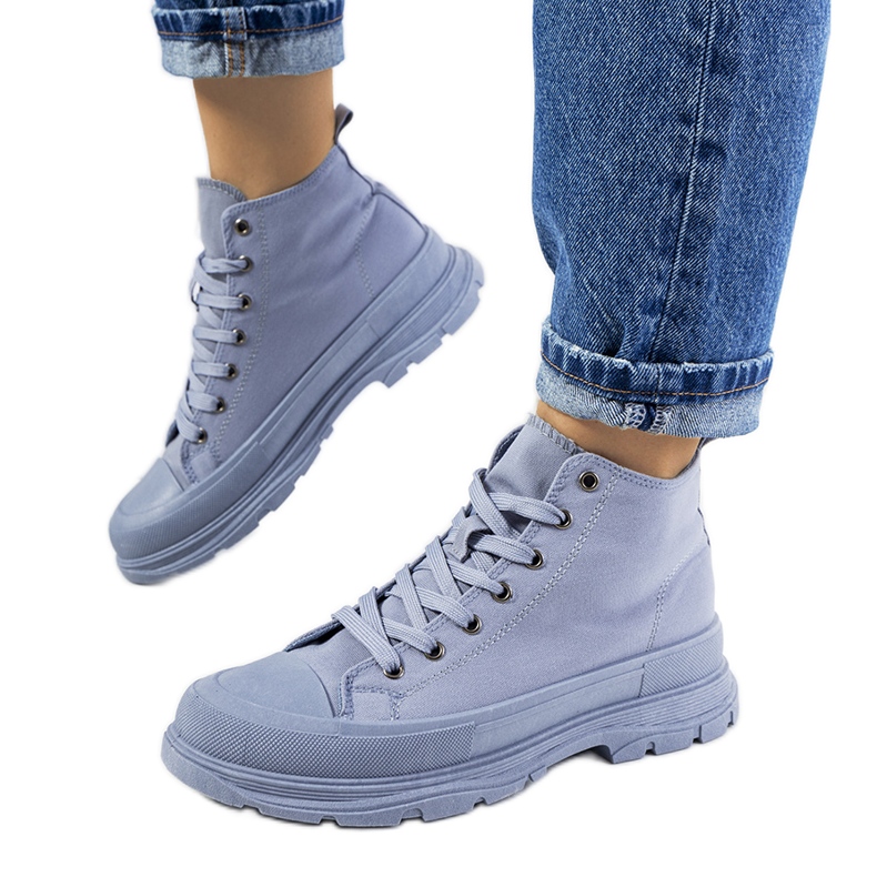 Modré kotníkové tenisky na platformě Boyes modrý