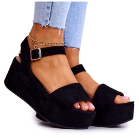 FW1 Semišové Sandály Na Černé Stamford Platformě černá