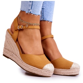 FW1 Dámské Espadrilky Na Pletené Platformě Camel Canillo hnědý