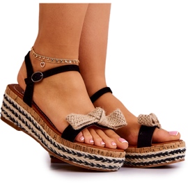 FW1 Semišové espadrilové sandály s černou mašlí Torrance černý