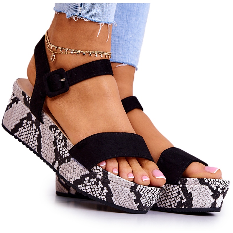 FW1 Semišové Sandály Na Černé A Bílé Platformě Sariah bílý černá