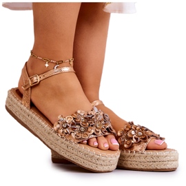 FW1 Dámské sandály Espadrilky s květinami Rose Gold Marlon růžový zlatý FW1 Dámské sandály Espadrilky s květinami Rose Gold Marlon růžový zlatý