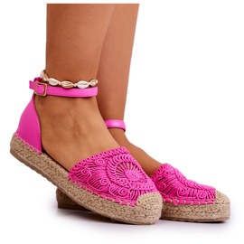 FE1 Dámské Espadrilky Na Pletené Platformě Fuchsiová Calise růžový FE1 Dámské Espadrilky Na Pletené Platformě Fuchsiová Calise růžový