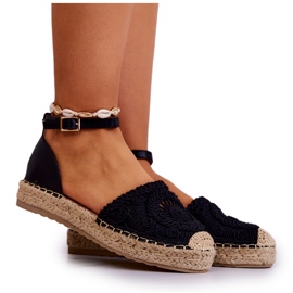 FE1 Dámské Espadrilky Na Pletené Platformě černý Calise