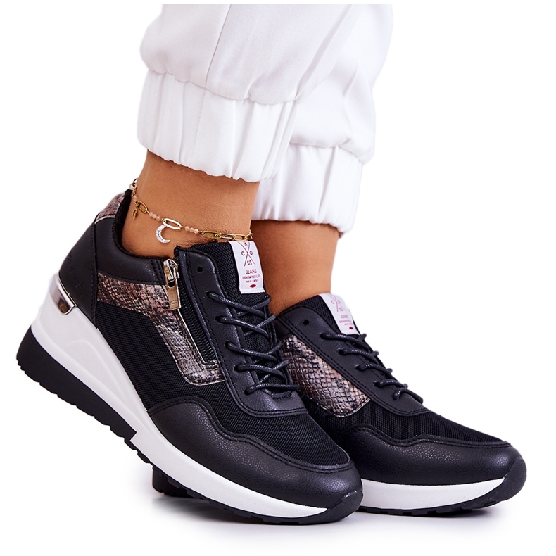 Dámské tenisky na klínku Cross Jeans JJ2R4027C Black černá