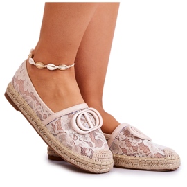 Dámské krajkové espadrilky s béžovou letní ozdobou snů béžový