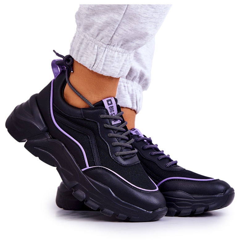 Memory Foam Big Star JJ274786 černé sportovní boty černá fialový
