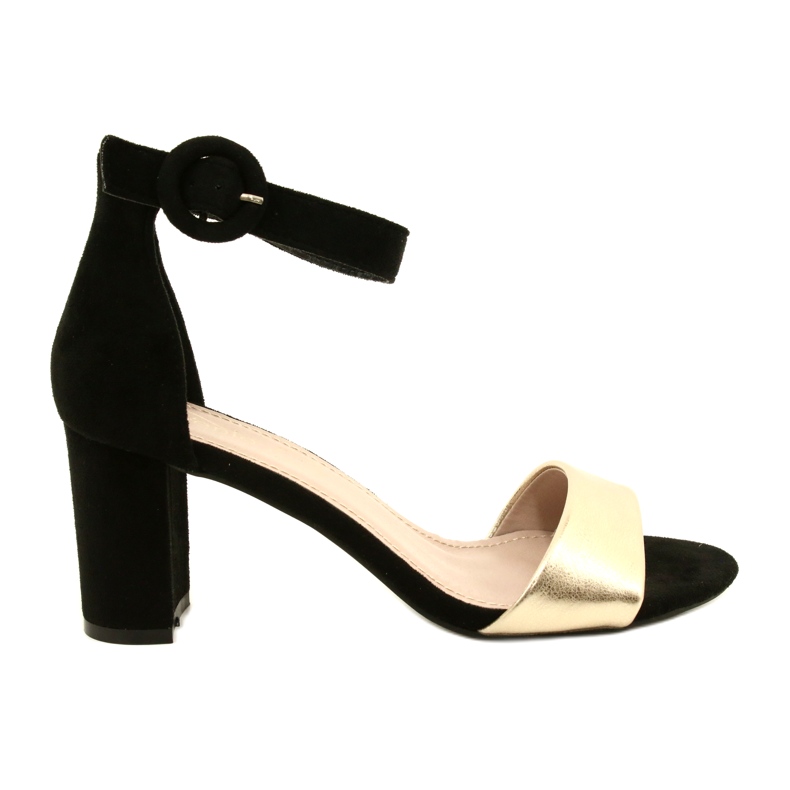 Černozlaté sandály na podpatku Evento 20SD98-1617 černá zlatý Černozlaté sandály na podpatku Evento 20SD98-1617 černá zlatý