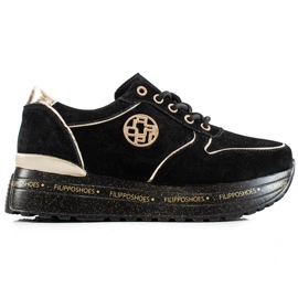 Filippo Kožené módní tenisky černý