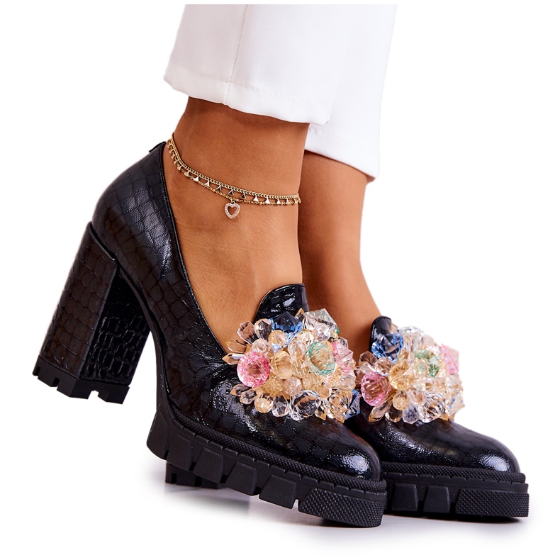 PA2 Elegantní lodičky S Black Caterine Hadí Ornament černá