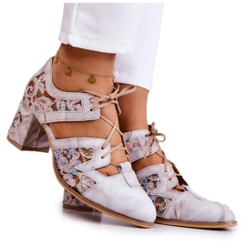 Dámské kožené kozačky Maciejka 05328-04 Béžová béžový