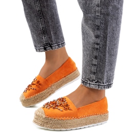 Oranžové espadrilky s kubickou zirkonií Leer pomerančový