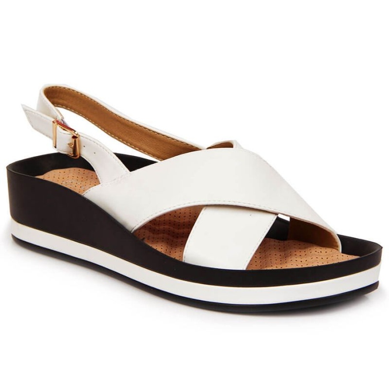 Sandály na klínku Vinceza W JAN117B bílé bílý