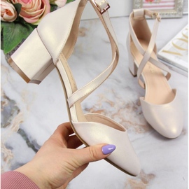 Sandály s řemínky Sergio Leone W SK365B perleťově béžové béžový