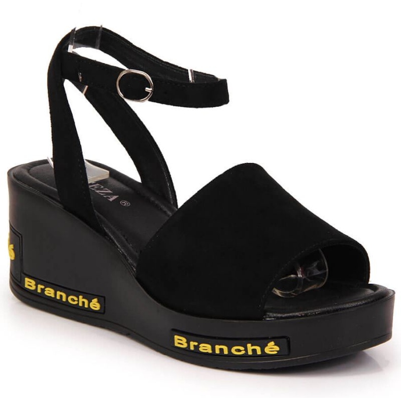 Černé sandály na klínku Vinceza W JAN108A černá Černé sandály na klínku Vinceza W JAN108A černá