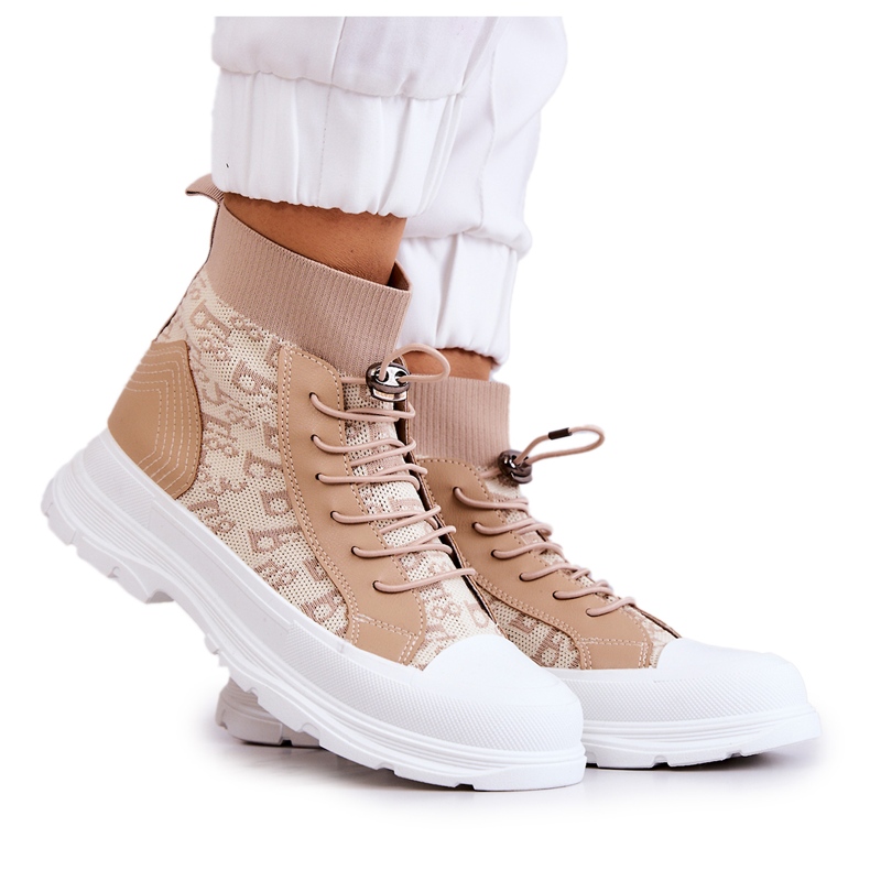 FW1 Módní tenisky High Sock Beige Collin béžový FW1 Módní tenisky High Sock Beige Collin béžový