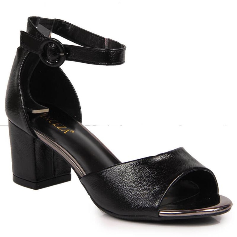 Černé sandály na sloupku Vinceza W JAN96A černá