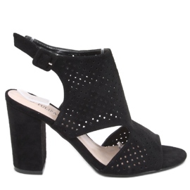 Prolamované sandály na vysokém podpatku Guala Black černá Prolamované sandály na vysokém podpatku Guala Black černá