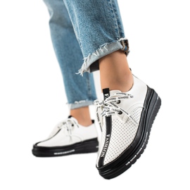 Kožené Brogues Na Platformě bílý černá Kožené Brogues Na Platformě bílý černá