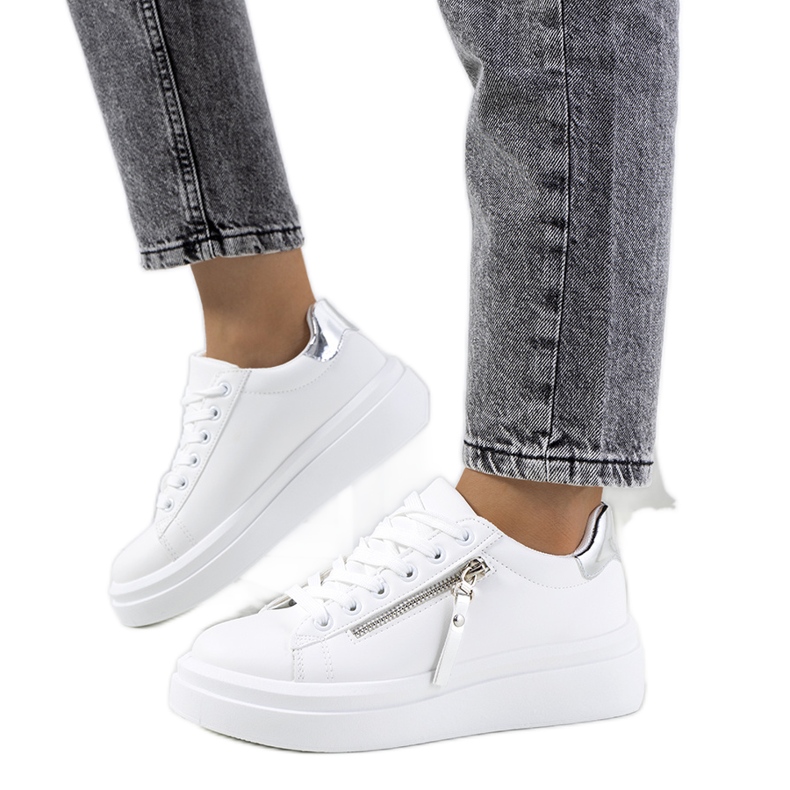 Dámské bílé a stříbrné tenisky Tamis bílý stříbrný