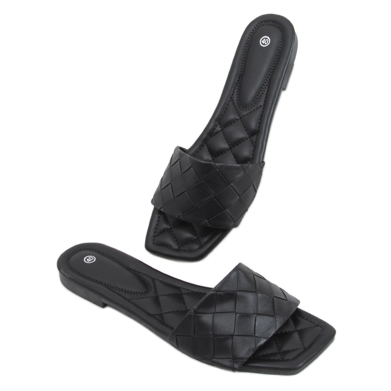 Sahar Black pantofle se čtvercovou podrážkou černá