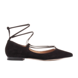Marco Shoes Semišové baleríny s páskem kolem dokola černá Marco Shoes Semišové baleríny s páskem kolem dokola černá