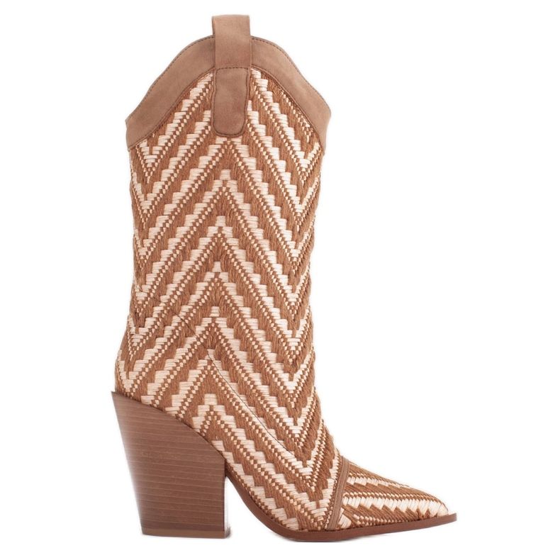 Marco Shoes Hnědo-béžové kovbojské boty hnědý