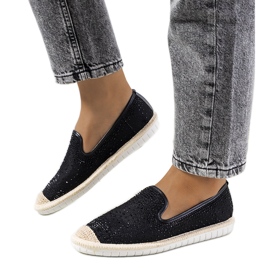 Černé espadrilky s kubickou zirkonií Punter černý