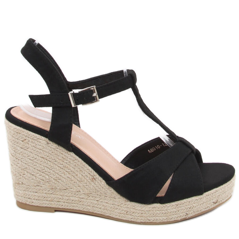 Espadrilky sandály na klínku Basam Black černá