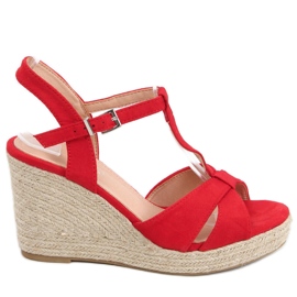 Sandály Espadrilky na klínku Basam Red červený