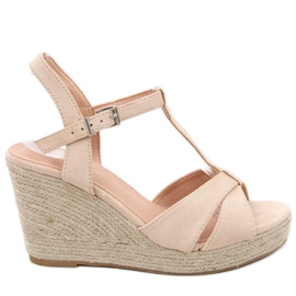 Espadrilky sandály na klínku Basam Beige béžový Espadrilky sandály na klínku Basam Beige béžový