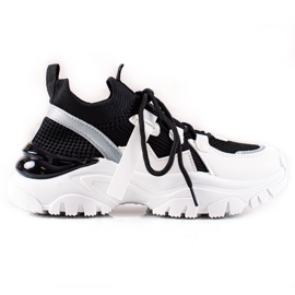 TRENDI Pohodlné šněrovací tenisky bílý černý