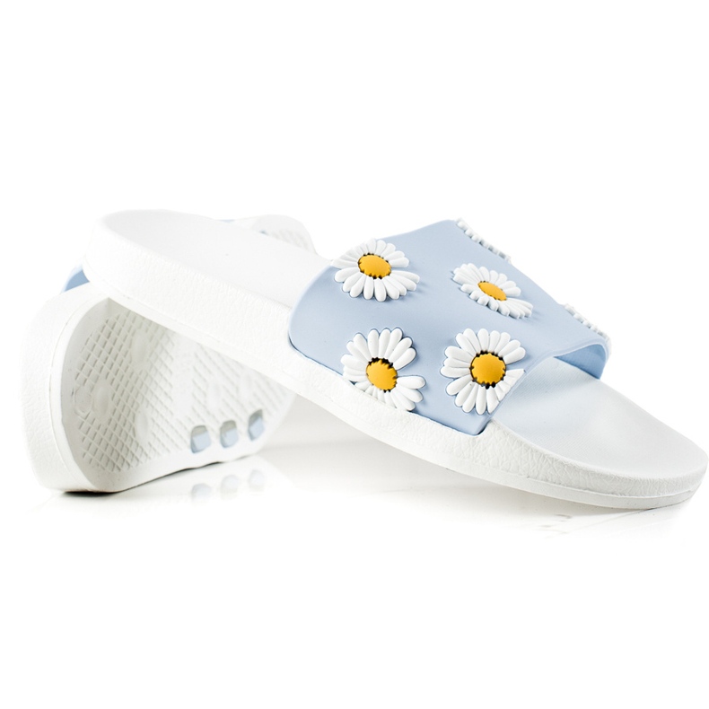 TRENDI Modré a bílé žabky s sedmikrásky bílý modrý