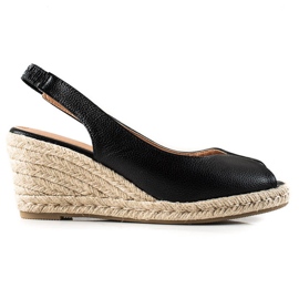 Clowse Sandály Na Slaměném Klínu černá Clowse Sandály Na Slaměném Klínu černá