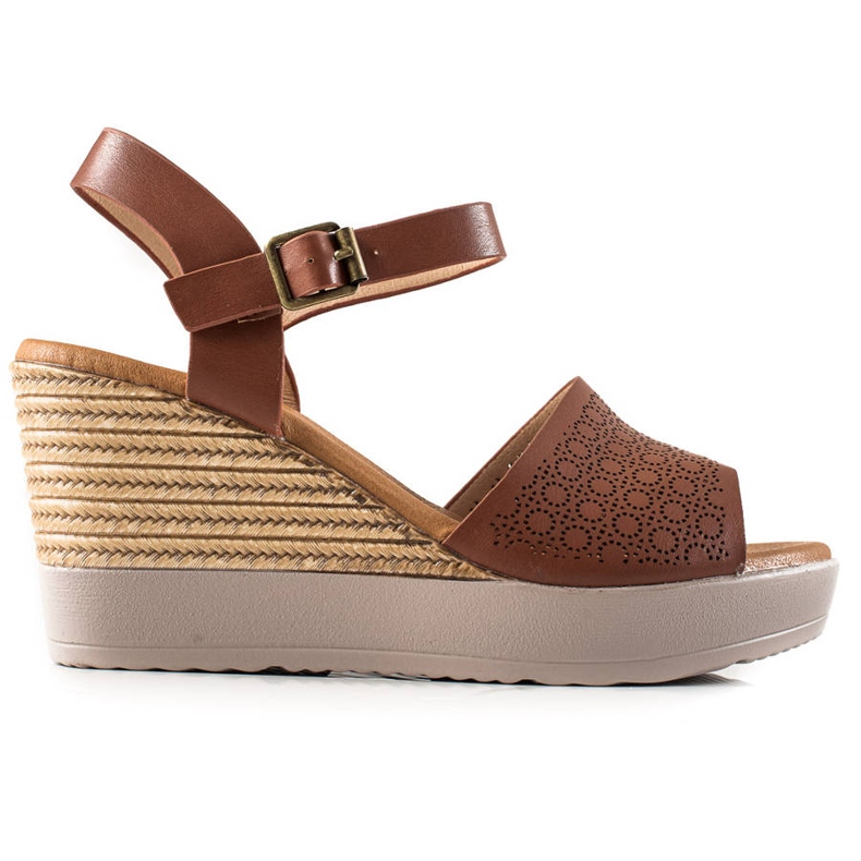 Clowse Lehké sandály na klínovém podpatku hnědý