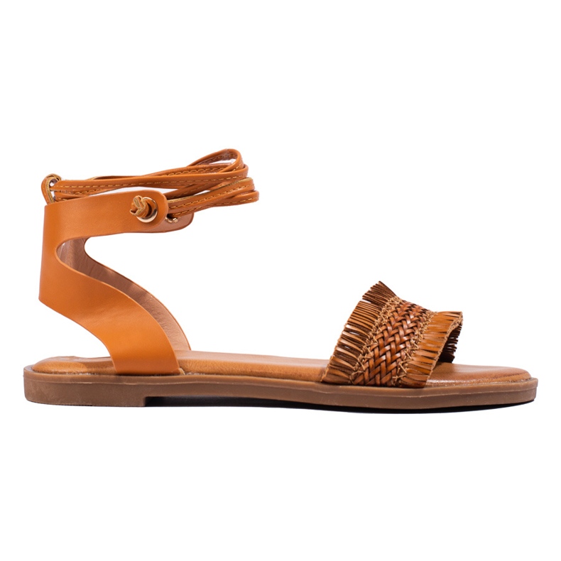 TRENDI Svázané sandály hnědý žlutá