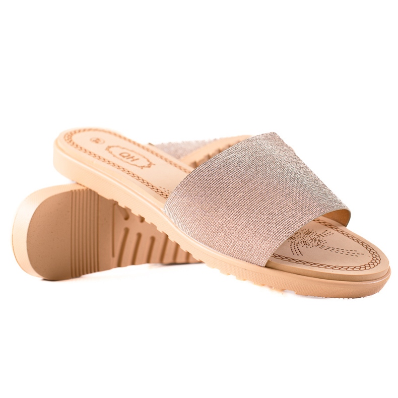 TRENDI Třpytivé pantofle béžový