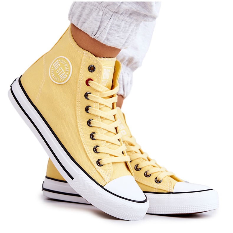 Dámské vysoké tenisky Big Star JJ274207 žluté žlutá