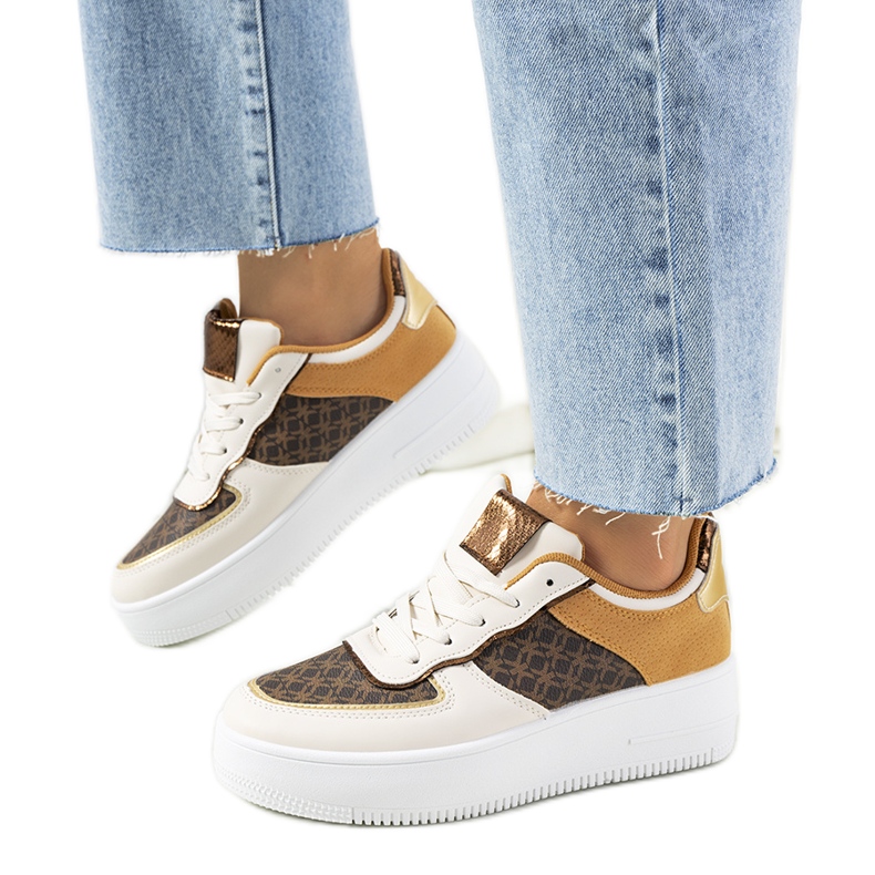 Béžové dámské tenisky Manal béžový bílý hnědý