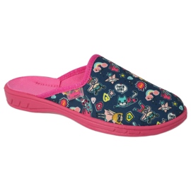 Dětské pantofle Befado 707x423 s barevnými aplikacemi růžový