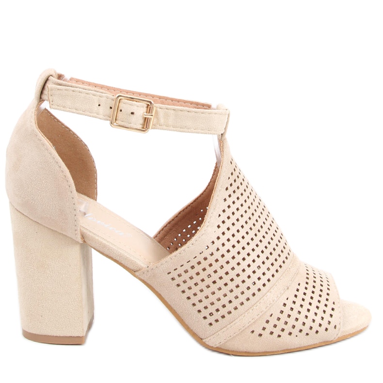 Prolamované sandály na vysokém podpatku Bahati Beige béžový Prolamované sandály na vysokém podpatku Bahati Beige béžový