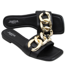 Pantofle Jasira Black s řetízkem černý